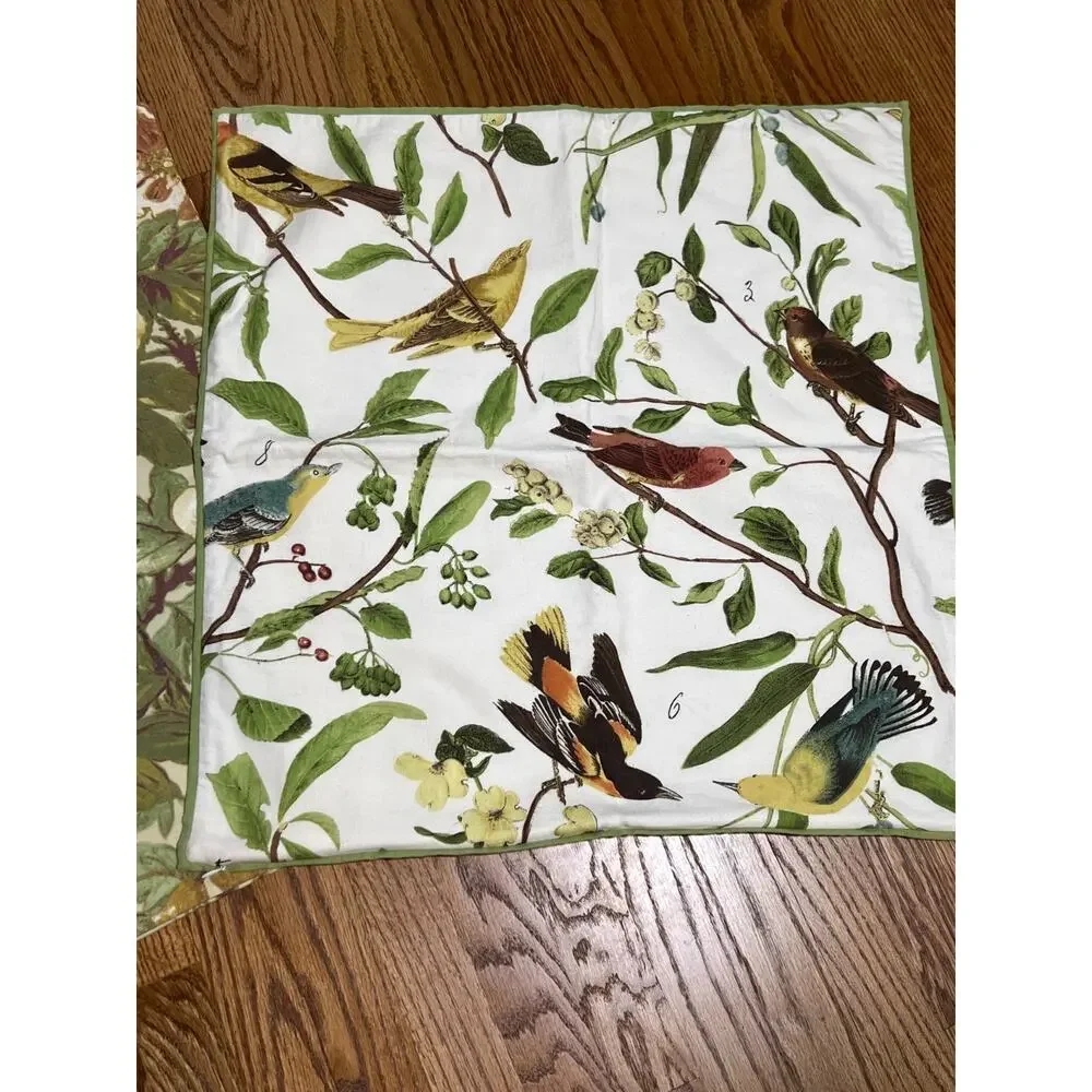 Pottery Barn Set of 2 Pheasant Bird Muted Linen Blend Pillow Covers 24